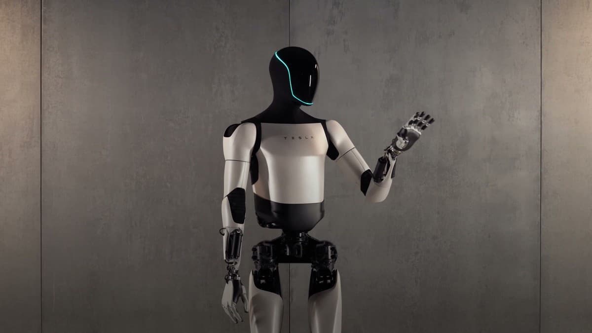 Tesla's Optimus humanoid robot, as shown in Jeff Brown's presentation