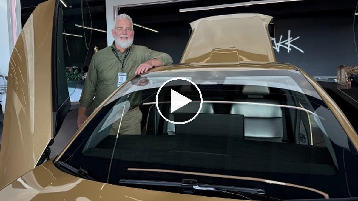 Jeff Brown with a Cybercab, in his free presentation
